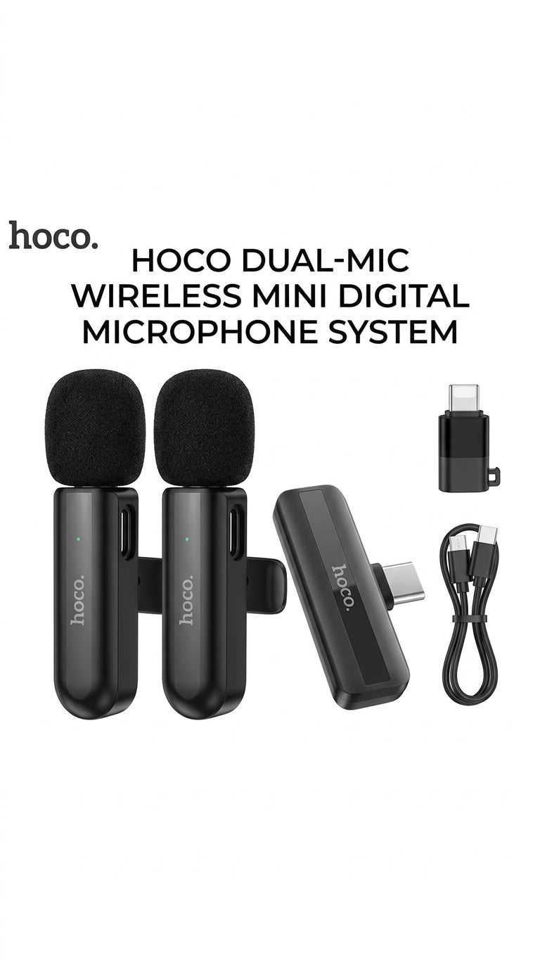 Hoco Dual-Mic Wireless Mini Digital Microphone System